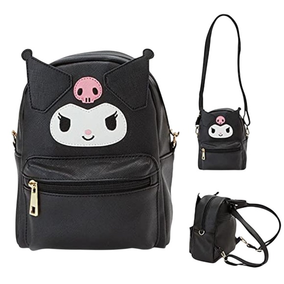 Kuromi Mini Backpack Black Cosplay Kawaii Purse Handbag Shoulder Bag - Picture 1 of 4